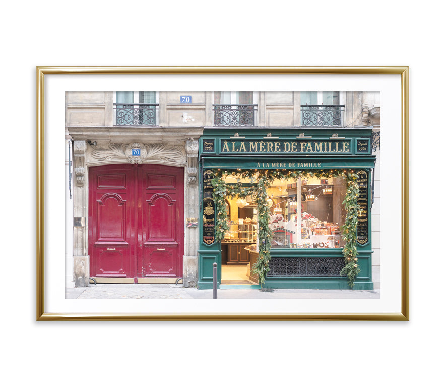 Parisian Chocolate Shop with Red Door