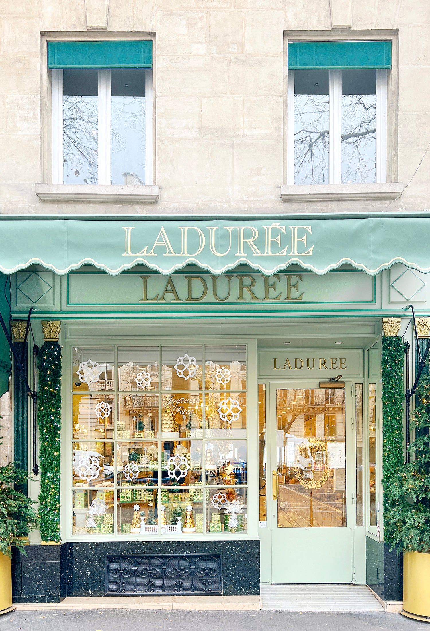 Holiday Decor at Ladurée on Rue Royale