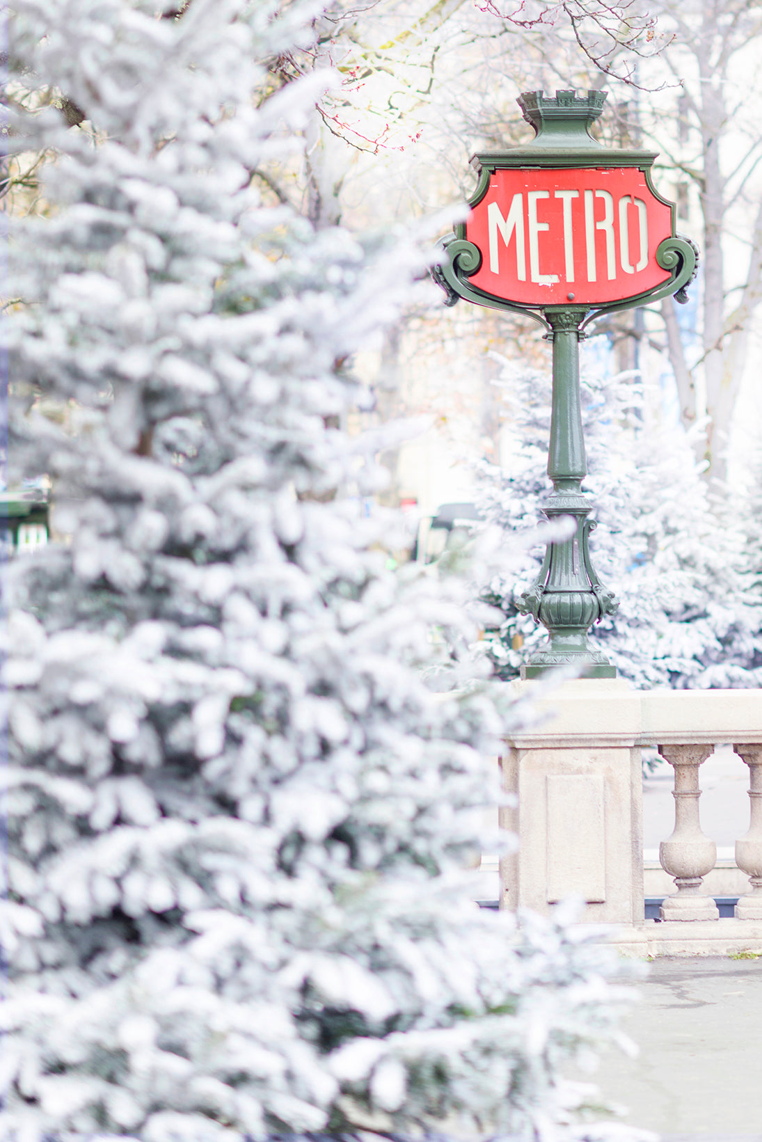 Winter Metro Sign in Paris