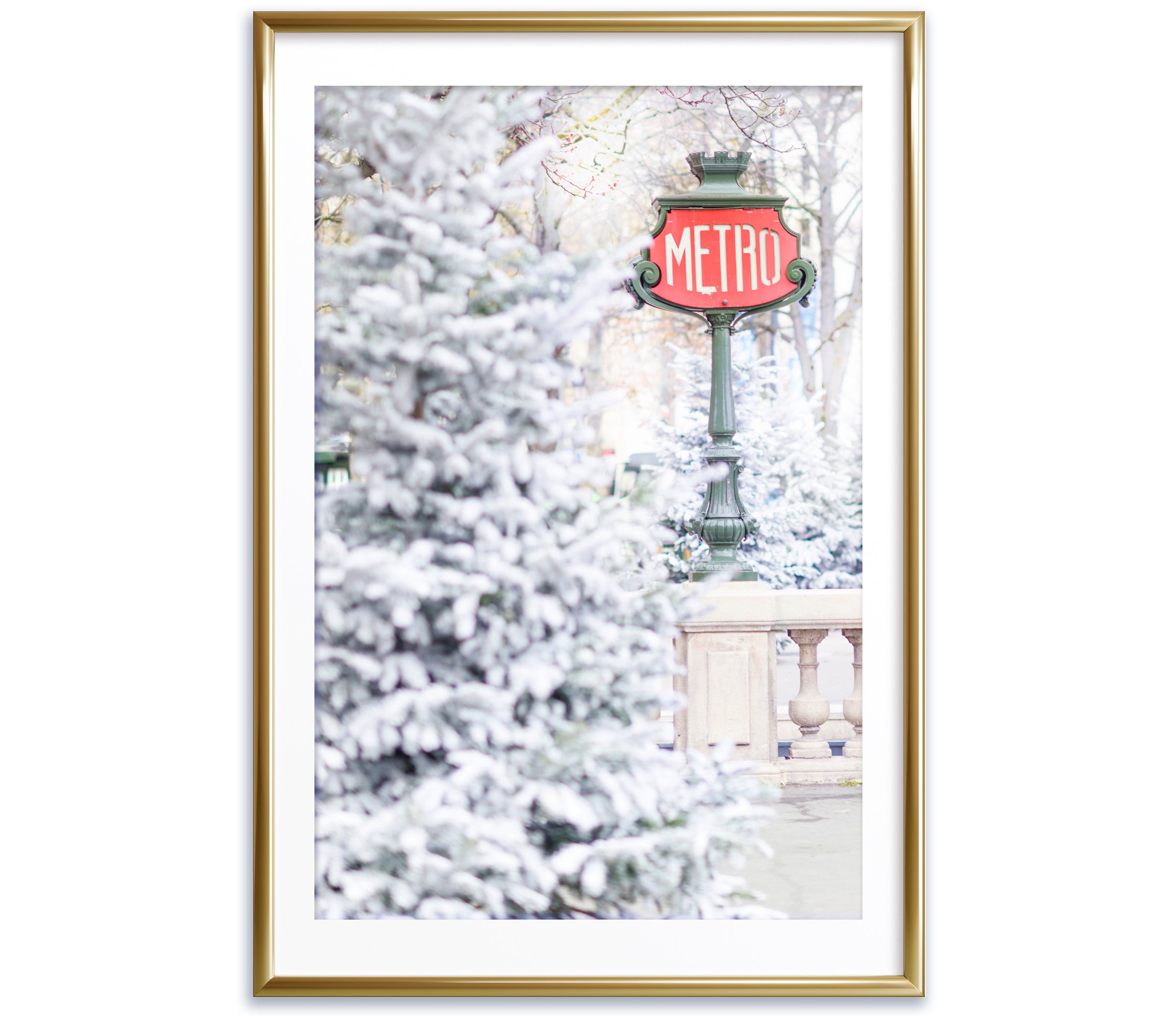 Winter Metro Sign in Paris